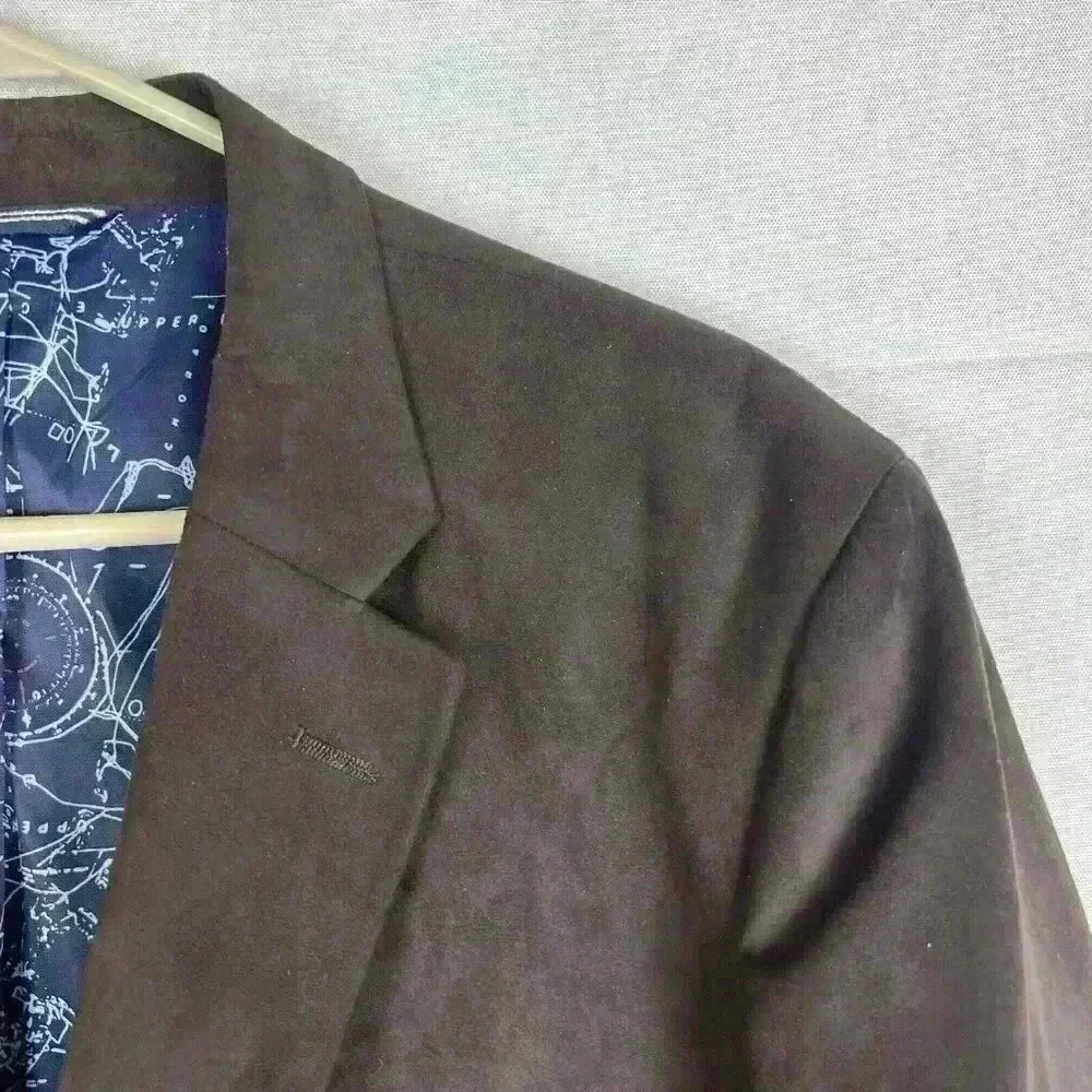 Nautica Mens Suit Jacket Blazer Brown Suede Like Polyester‎ Size 46 Regular